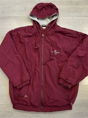 Vintage Workers Universal Studios Jacket Mens Size Small Maroon Globe 90s